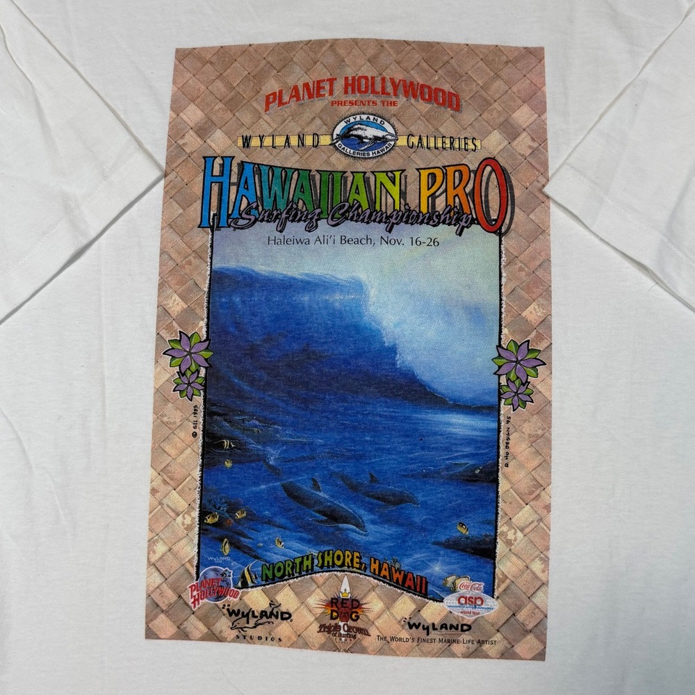 Vintage Planet Hollywood Hawaiian Pro Surfing Championship T-Shirt XL White USA - Picture 9 of 9